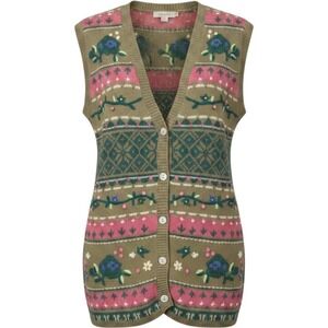 Vintage 90s Nappa Valley Embroidered Floral Sweater Vest Women's Small